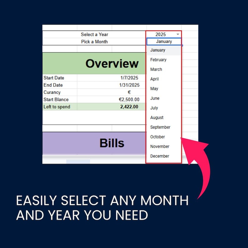 Monthly Budget Planner | Digital Excel & Google Sheets Budget Template | Personal Finance Tracker | Instant Download | Bill Tracker