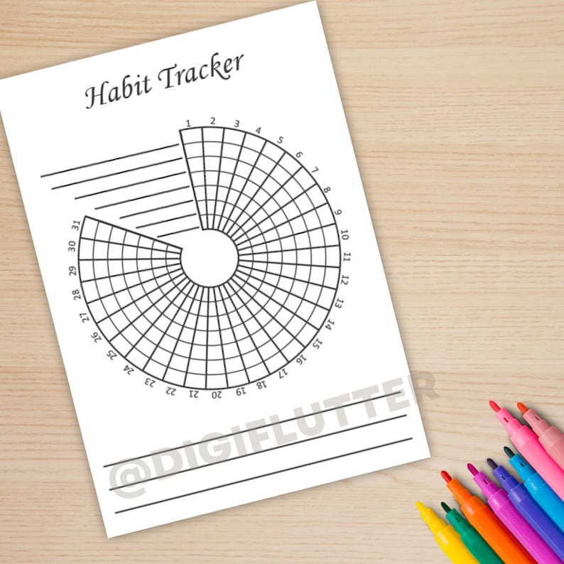 Habit Tracker | Printable Monthly Journal Page | Goal & Fitness Tracker | Health and Wellness Planner Insert | Monthly Planner Printable