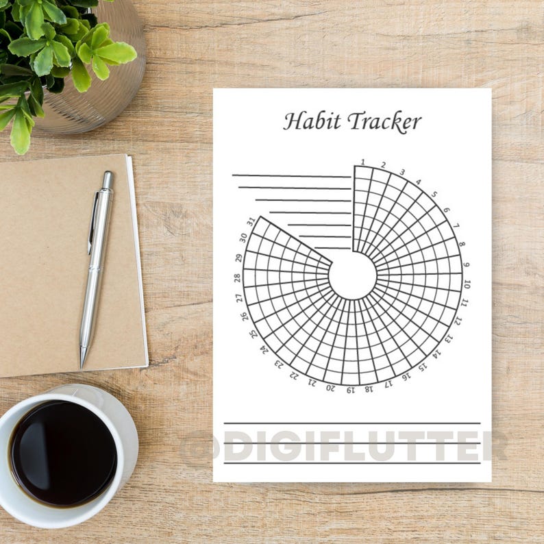 Habit Tracker | Printable Monthly Journal Page | Goal & Fitness Tracker | Health and Wellness Planner Insert | Monthly Planner Printable