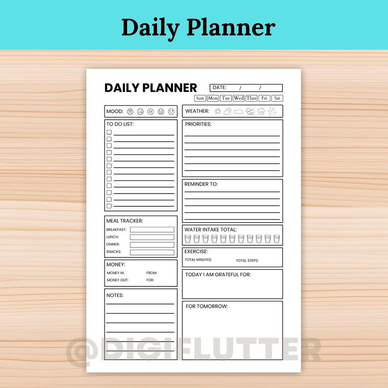 ADHD Daily Planner Printable | Hourly Schedule Organizer | Digital Download | Printable ADHD Planner | Instant Download Planner Page