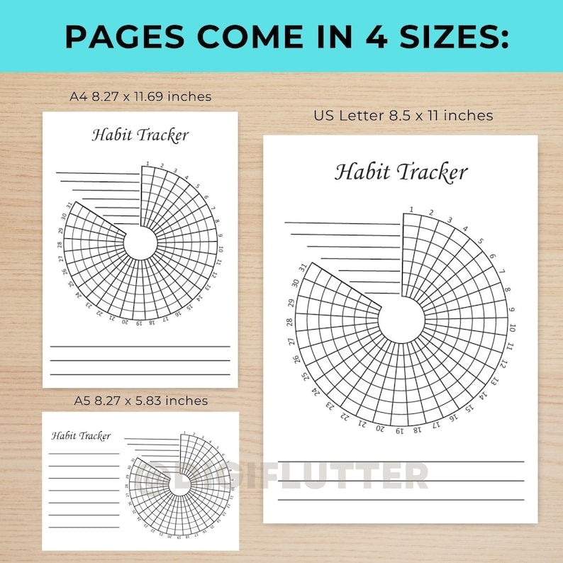 Habit Tracker | Printable Monthly Journal Page | Goal & Fitness Tracker | Health and Wellness Planner Insert | Monthly Planner Printable