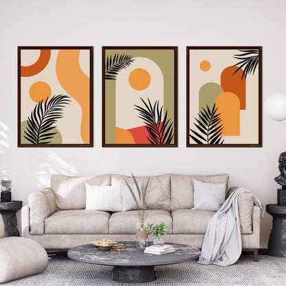 Set of 3 Printable Wall Art | Boho Abstract Palm Leaf Poster | Tropical Digital Prints | Neutral Home Decor | Bonus Free Phone Cover Design