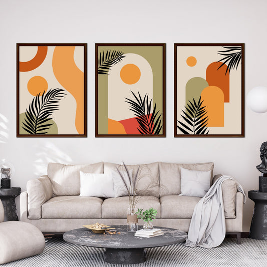 Set of 3 Printable Wall Art | Boho Abstract Palm Leaf Poster | Tropical Digital Prints | Neutral Home Decor | Bonus Free Phone Cover Design