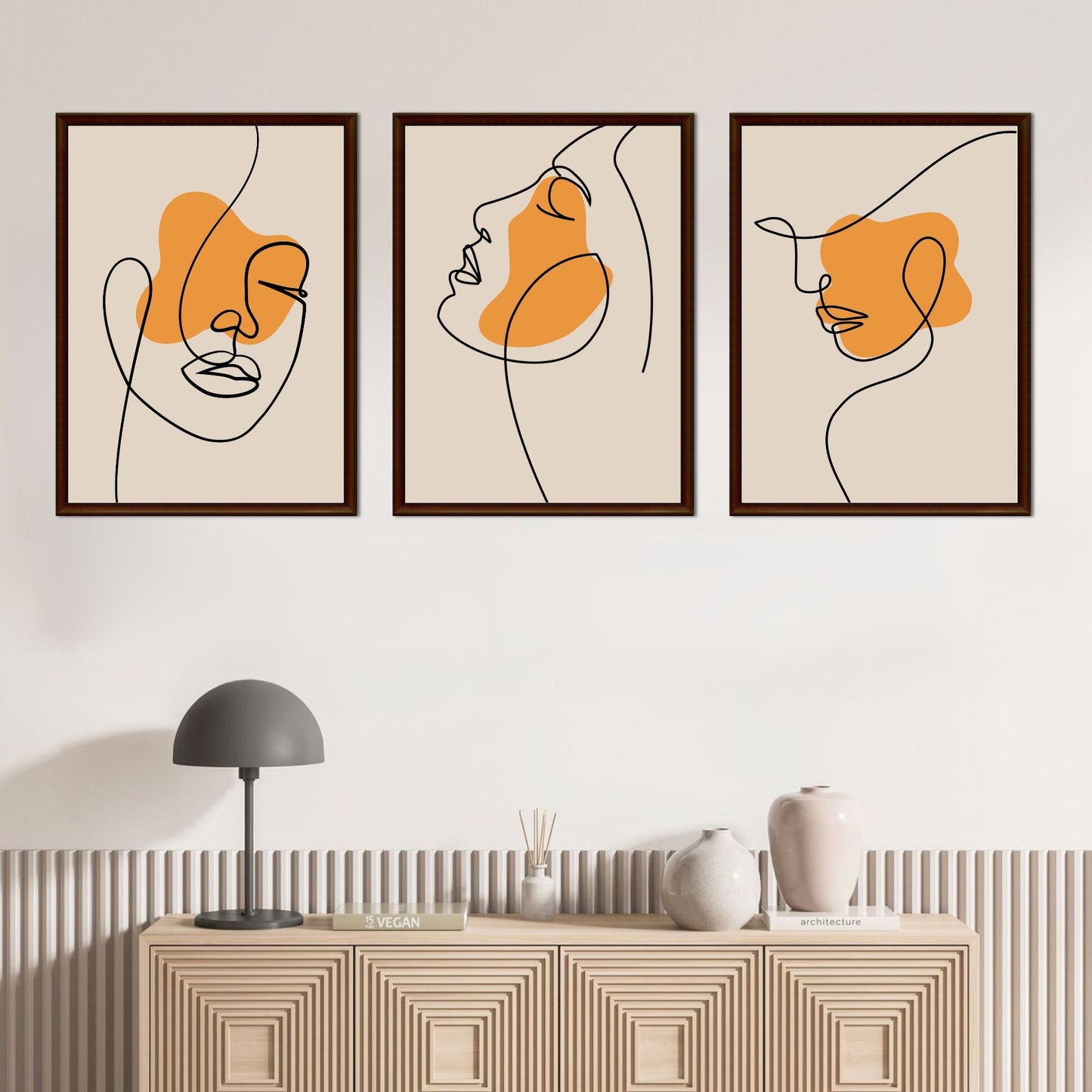 Set of 3 Abstract Line Art Prints | Minimalist Face Wall Art | One Line Drawing Printable | Modern Digital Download for Living Room Decor