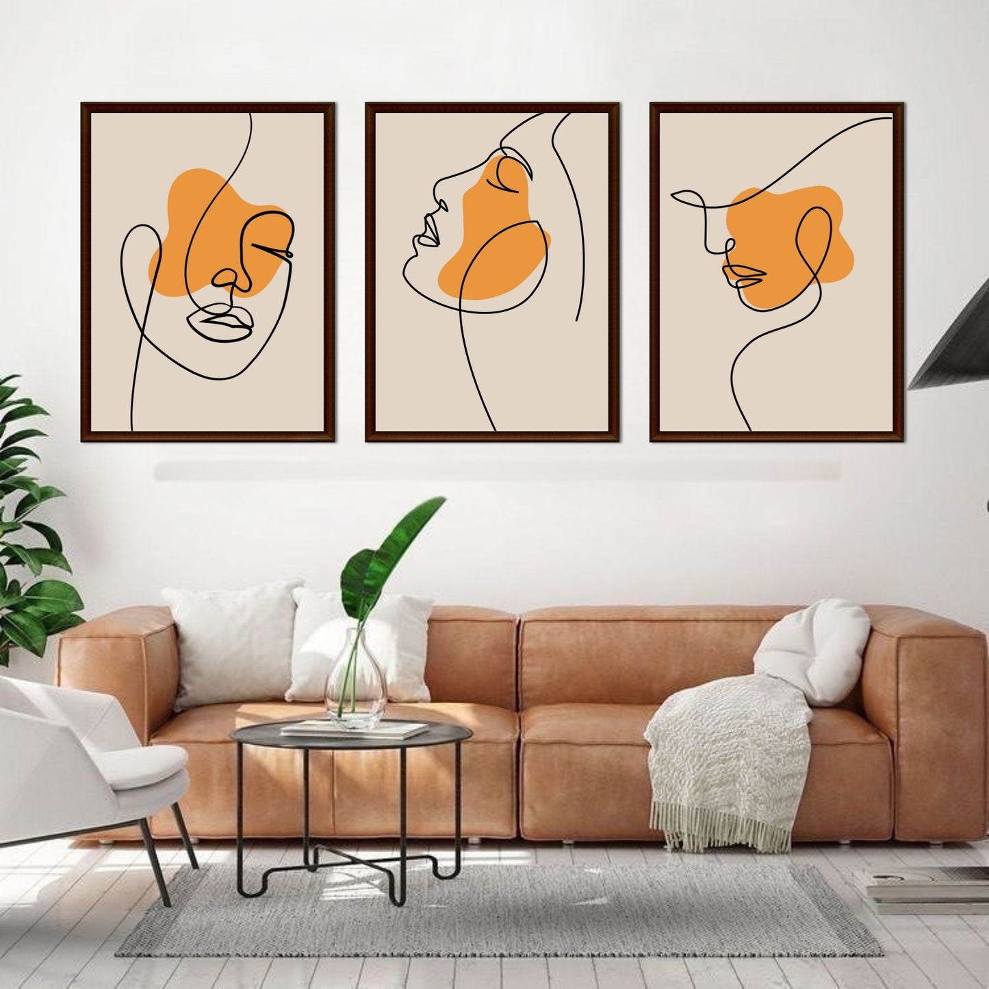 Set of 3 Abstract Line Art Prints | Minimalist Face Wall Art | One Line Drawing Printable | Modern Digital Download for Living Room Decor