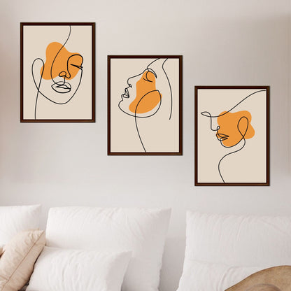 Set of 3 Abstract Line Art Prints | Minimalist Face Wall Art | One Line Drawing Printable | Modern Digital Download for Living Room Decor