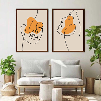 Set of 3 Abstract Line Art Prints | Minimalist Face Wall Art | One Line Drawing Printable | Modern Digital Download for Living Room Decor