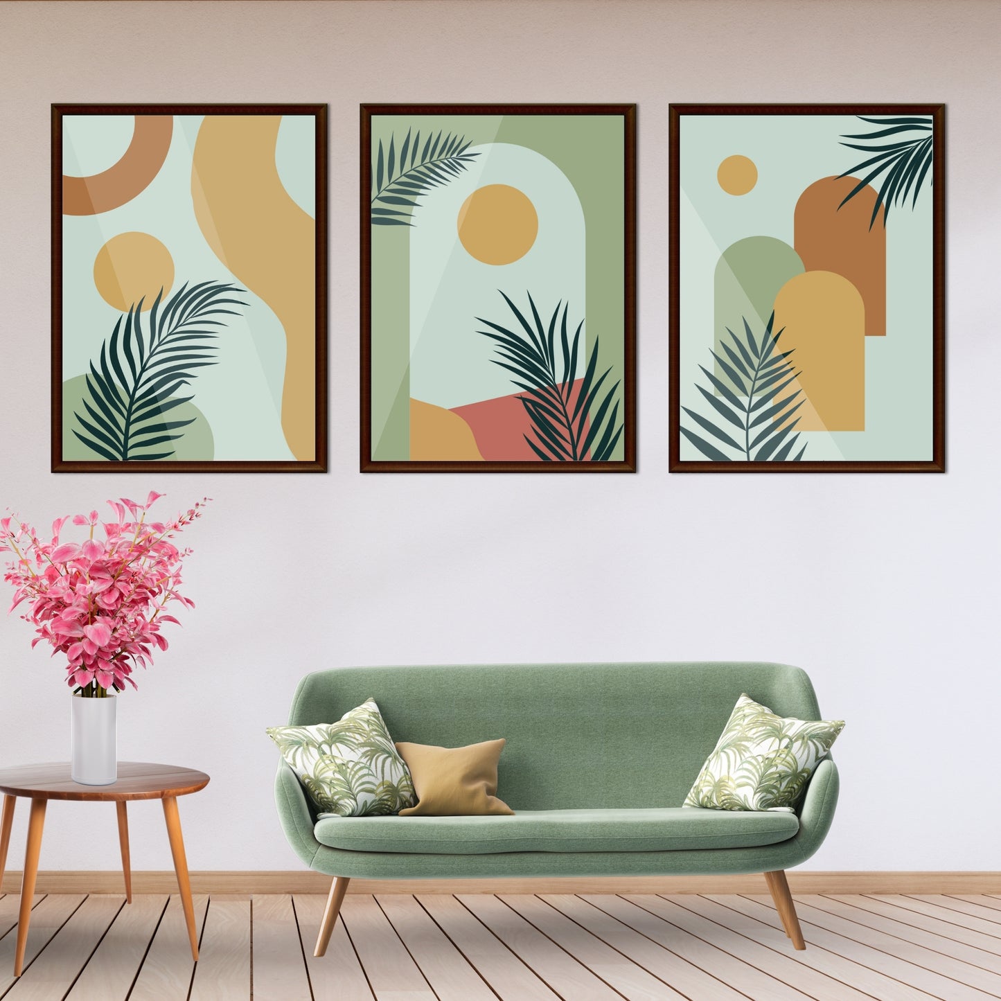 Set of 3 Printable Wall Art | Boho Abstract Palm Leaf Poster | Tropical Digital Prints | Neutral Home Decor | Bonus Free Phone Cover Design