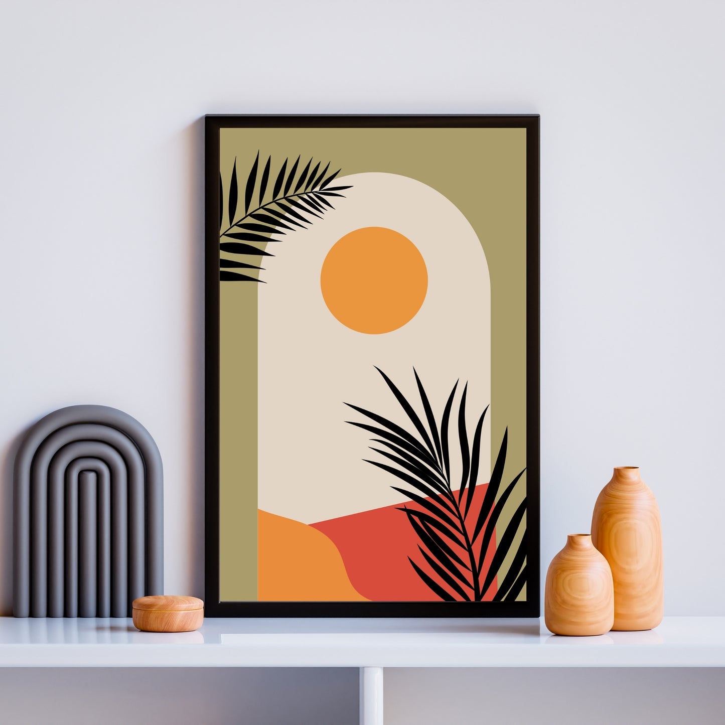 Set of 3 Printable Wall Art | Boho Abstract Palm Leaf Poster | Tropical Digital Prints | Neutral Home Decor | Bonus Free Phone Cover Design