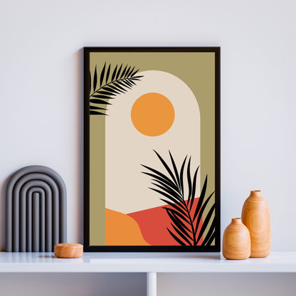 Set of 3 Printable Wall Art | Boho Abstract Palm Leaf Poster | Tropical Digital Prints | Neutral Home Decor | Bonus Free Phone Cover Design