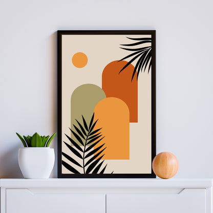 Set of 3 Printable Wall Art | Boho Abstract Palm Leaf Poster | Tropical Digital Prints | Neutral Home Decor | Bonus Free Phone Cover Design