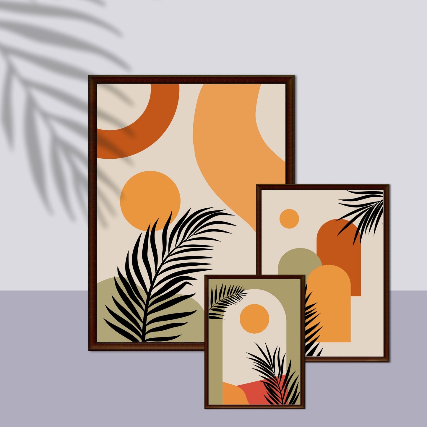 Set of 3 Printable Wall Art | Boho Abstract Palm Leaf Poster | Tropical Digital Prints | Neutral Home Decor | Bonus Free Phone Cover Design
