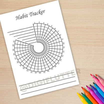 Habit Tracker | Printable Monthly Journal Page | Goal & Fitness Tracker | Health and Wellness Planner Insert | Monthly Planner Printable