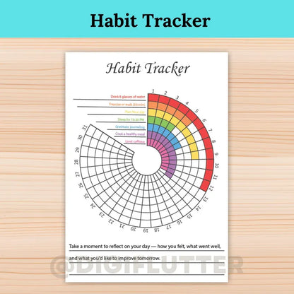 Habit Tracker | Printable Monthly Journal Page | Goal & Fitness Tracker | Health and Wellness Planner Insert | Monthly Planner Printable