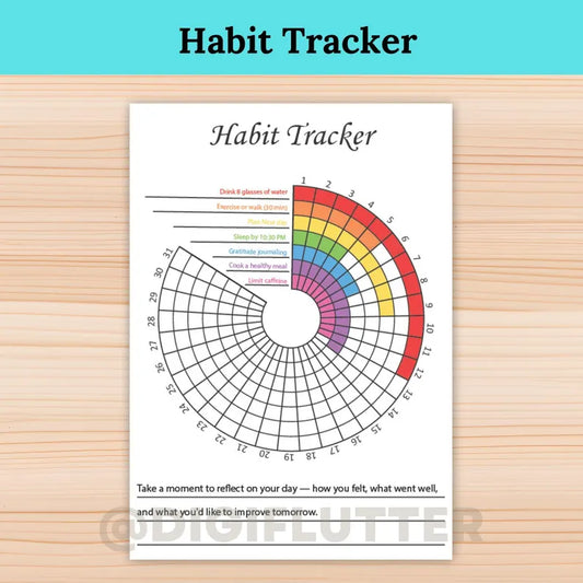 Habit Tracker | Printable Monthly Journal Page | Goal & Fitness Tracker | Health and Wellness Planner Insert | Monthly Planner Printable