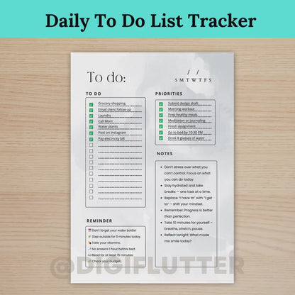 To Do List Printable, Daily Task Planner, Productivity Tracker, Minimalist To Do Template, Digital To Do List, Daily Checklist