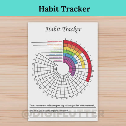 Habit Tracker | Printable Monthly Journal Page | Goal & Fitness Tracker | Health and Wellness Planner Insert | Monthly Planner Printable